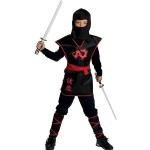 Schwarzer Ninja Bodysuit mit Schulterpanzer für Jungen Kinder-Kostüm Overall 