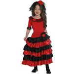 Schwarze Gepunktete Spanierin-Kostüme aus Polyester für Kinder Größe 164 