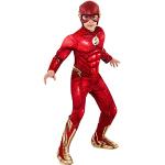 Rubies The Flash Deluxe Kostüm für Kinder, Jumpsuit mit muskulöser Brust, Stiefelüberzieher und Maske, offizielle DC Comics, The Flash für Karneval, Halloween, Partys und Geburtstage, M