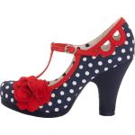 Dunkelblaue Gepunktete Ruby Shoo High Heels & Stiletto-Pumps mit Riemchen in Normalweite aus Textil für Damen 