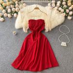 Rote Casual V-Ausschnitt Chiffonkleider aus Chiffon für Damen Größe XL für den für den Sommer 