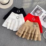 Khakifarbene Mini High Waist Röcke & Taillenröcke mit Rüschen aus Wolle für Damen Übergrößen für den für den Sommer 