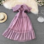 Violette Casual Schulterfreie Chiffonkleider aus Chiffon für Damen Übergrößen für den für den Sommer 
