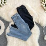 Schwarze Slim Fit Jeans mit Reißverschluss aus Denim für Damen Größe 5 XL für den für den Sommer 
