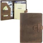 Braune Schreibmappen & Collegemappen DIN A4 aus Leder mit Laptopfach 