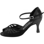 Schwarze Rummos Tanzschuhe mit Riemchen in Normalweite aus Veloursleder für Damen Größe 38,5 mit Absatzhöhe 5cm bis 7cm 