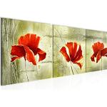 Rote Moderne Mehrteilige Leinwandbilder mit Mohnblumen-Motiv 40x120 3-teilig 