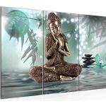Graue Asiatische Kunstdrucke XXL mit Buddha-Motiv 80x120 3-teilig 