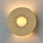 Sandfarbene Rustikale Runde LED Wandleuchten aus Keramik 