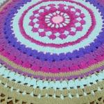 Pinke Runde Tagesdecken & Bettüberwürfe mit Mandala-Motiv aus Chenille 