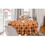 Peachfarbene Rautenmuster Abakuhaus Runde Runde Tischdecken 150 cm aus Polyester 