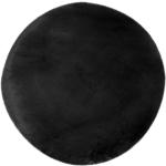 Reduzierte Schwarze Runde Runde Hochflorteppiche 120 cm aus Textil 