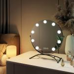 Reduzierte Schwarze Runde Schminkspiegel & Kosmetikspiegel 40 cm LED beleuchtet 