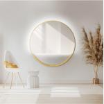 Goldene Runde Lichtspiegel & Leuchtspiegel 100 cm LED beleuchtet 