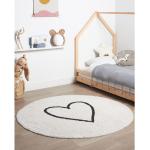 Beige Moderne Beliani Runde Kinderteppiche 140 cm mit Herz-Motiv aus Baumwolle 