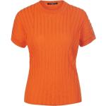 Orange Halblangärmelige Fadenmeister Berlin Rundhals-Ausschnitt Strickpullover aus Baumwolle maschinenwaschbar für Damen Größe XL 