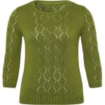Grüne 3/4-ärmelige Anna Aura Rundhals-Ausschnitt Strickpullover aus Baumwolle maschinenwaschbar für Damen 