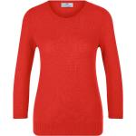 Orange 3/4-ärmelige Peter Hahn Rundhals-Ausschnitt Kaschmir-Pullover mit Vogel-Motiv aus Wolle maschinenwaschbar für Damen Größe XL 