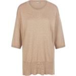 Beige 3/4-ärmelige Include Rundhals-Ausschnitt Kaschmir-Pullover aus Wolle maschinenwaschbar für Damen Größe XL 
