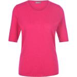 Pinke Halblangärmelige Include Rundhals-Ausschnitt Kaschmir-Pullover aus Wolle maschinenwaschbar für Damen Größe L 