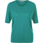 Türkise Halblangärmelige Include Rundhals-Ausschnitt Kaschmir-Pullover aus Wolle maschinenwaschbar für Damen Größe L 