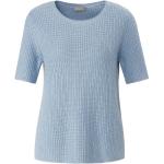 Hellblaue Halblangärmelige Include Rundhals-Ausschnitt Kaschmir-Pullover aus Wolle maschinenwaschbar für Damen Größe XL für den für den Sommer 