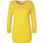 Reduzierte Gelbe 3/4-ärmelige Peter Hahn Rundhals-Ausschnitt Kaschmir-Pullover mit Vogel-Motiv aus Wolle maschinenwaschbar für Damen Größe XL 