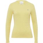 Gelbe Gant Rundhals-Ausschnitt Zopfpullover aus Baumwolle maschinenwaschbar für Damen Größe L 
