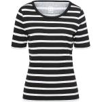 Schwarze Gestreifte Halblangärmelige Basler T-Shirts mit Glitzer aus Baumwolle maschinenwaschbar für Damen Größe M 