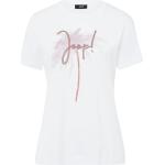 Weiße Bestickte Halblangärmelige Joop! T-Shirts mit Palmenmotiv aus Jersey maschinenwaschbar für Damen Größe L 