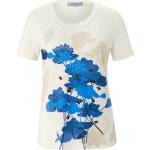 Reduzierte Offwhitefarbene Halblangärmelige T-Shirts mit Blumenmotiv mit Glitzer aus Viskose maschinenwaschbar für Damen Größe M 