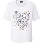 Weiße Bestickte Halblangärmelige MYBC T-Shirts mit Herz-Motiv mit Pailletten aus Baumwolle maschinenwaschbar für Damen Größe XL 