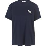 Marineblaue Halblangärmelige Peter Hahn T-Shirts mit Vogel-Motiv aus Jersey maschinenwaschbar für Damen Größe M 