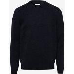Reduzierte Marineblaue Unifarbene Brax Rick Rundhals-Ausschnitt Wollpullover aus Wolle für Herren Größe XXL für den für den Herbst 