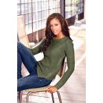 Olivgrüne Rundhals-Ausschnitt Asymmetrische Pullover mit Reißverschluss aus Acryl für Damen Größe M 