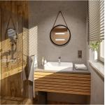 Schwarze Runde Badspiegel & Badezimmerspiegel 80 cm aus Leder mit Rahmen 