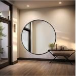 Schwarze Runde Badspiegel & Badezimmerspiegel 60 cm aus MDF mit Rahmen 