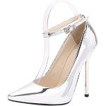 Silberne Elegante Spitze High Heels & Stiletto-Pumps mit Riemchen für Damen Größe 42 
