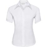 Weiße Kurzärmelige Russell Athletic Festliche Blusen aus Baumwolle für Damen Größe 3 XL 