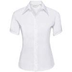 Weiße Kurzärmelige Russell Athletic Festliche Blusen aus Baumwolle für Damen Größe L 
