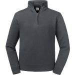 Graue Unifarbene Langärmelige Russell Athletic Bio Herrensweatshirts mit Reißverschluss aus Baumwolle Größe 4 XL für den für den Herbst 