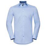 Hellblaue Langärmelige Russell Athletic Button Down Kragen Herrenlangarmhemden aus Baumwolle Größe XXL 
