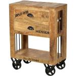 Braune Rustikale SIT Möbel Nachttische & Nachtschränke aus Recyclingholz mit Schublade 