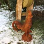 Landhausstil 52 cm Hahn-Gartenfiguren aus Gusseisen 