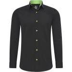 Schwarze Langärmelige Herrenjeanshemden mit Knopf aus Baumwollmischung Größe 3 XL 