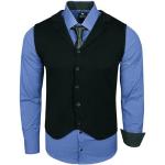 Rusty Neal Langarmhemd bestehend aus Hemd, Weste und Krawatte, blau, dunkelblau