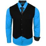 Langarmhemd RUSTY NEAL blau (türkis) Herren Hemden Langarm bestehend aus Hemd, Weste und Krawatte