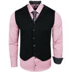 Rusty Neal Langarmhemd, bestehend aus Hemd, Weste und Krawatte rosa Herren Langarmhemd Oberhemden Hemden