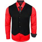 Rusty Neal Langarmhemd bestehend aus Hemd, Weste und Krawatte, rot, rot