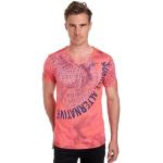 Reduzierte Korallenrote Batik Rusty Neal T-Shirts mit Strass aus Baumwolle für Herren Größe XXL 